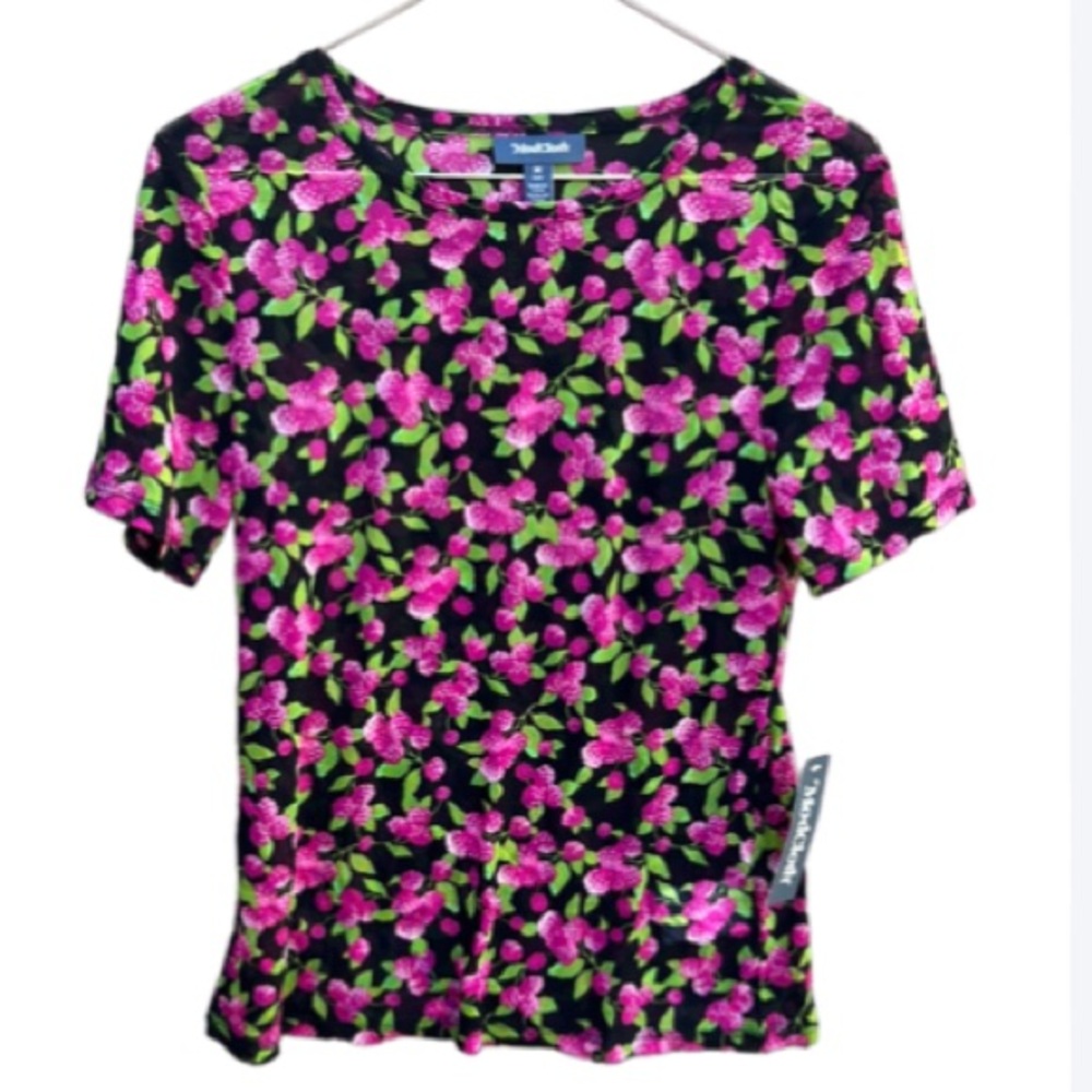 NWT ModCloth Raspberry Sheer Mesh Short Sleeved Blouse Size Medium